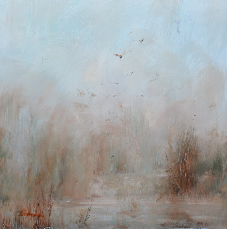 oil painting houston texas marsh birds 24x24 dreamy abstract