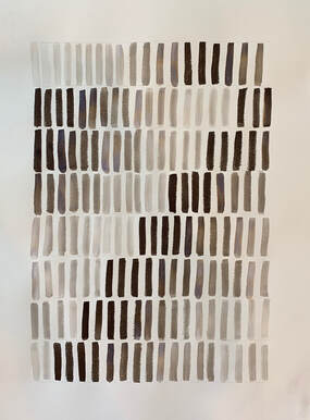 contemporary abstract watercolor painting of black and white stripes representing books and music